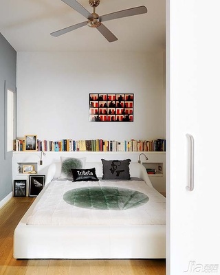 简约风格白色富裕型100平米卧室卧室背景墙床效果图