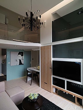 简约风格公寓经济型60平米客厅电视背景墙电视柜台湾家居