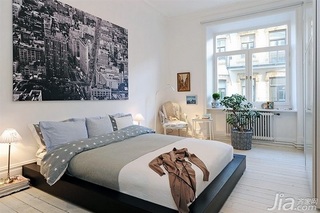 北欧风格公寓经济型110平米卧室卧室背景墙床海外家居