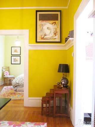 混搭风格公寓黄色富裕型130平米背景墙海外家居