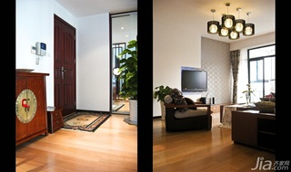 中式风格三居室富裕型140平米以上门厅装修图片