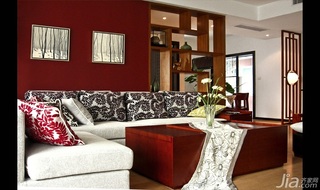 中式风格三居室红色富裕型140平米以上客厅沙发背景墙沙发图片