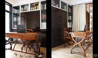 中式风格三居室富裕型140平米以上书房书架效果图