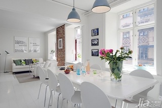 北欧风格公寓小清新白色经济型120平米客厅餐桌海外家居