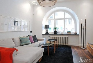 简约风格公寓小清新白色富裕型120平米客厅沙发图片