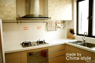 简约风格三居室原木色富裕型100平米厨房橱柜定做