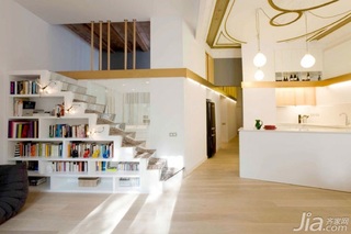 简约风格公寓经济型120平米客厅楼梯书架海外家居