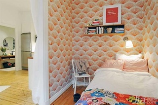 北欧风格公寓经济型110平米卧室卧室背景墙床海外家居