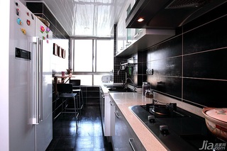 混搭风格二居室黑白富裕型90平米厨房装修图片