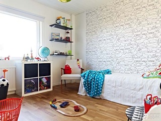 简约风格公寓可爱富裕型110平米儿童房卧室背景墙儿童床海外家居