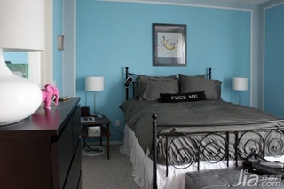 简约风格复式蓝色富裕型100平米卧室床海外家居