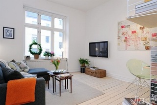 宜家风格小户型白色经济型40平米客厅电视背景墙海外家居