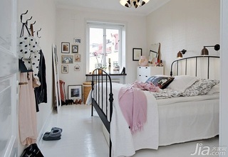 宜家风格小户型可爱白色经济型60平米卧室卧室背景墙床海外家居