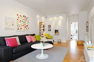 宜家风格小户型白色经济型客厅沙发背景墙沙发海外家居