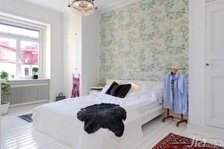 宜家风格公寓浪漫绿色90平米卧室卧室背景墙壁纸海外家居