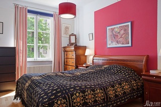 北欧风格公寓红色富裕型卧室床海外家居