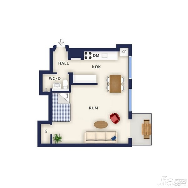 小户型装修,40平米装修,经济型装修,北欧风格,海外家居,户型图