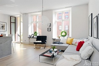 北欧风格二居室简洁白色经济型客厅沙发海外家居