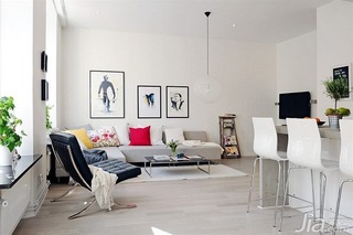 北欧风格二居室白色经济型客厅沙发背景墙沙发海外家居