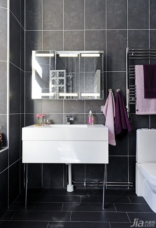 北欧风格二居室黑色经济型卫生间洗手台海外家居