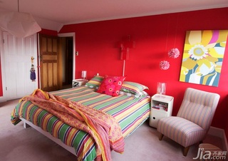 混搭风格公寓红色富裕型卧室床海外家居