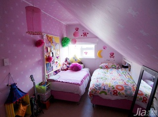 混搭风格公寓粉色富裕型客厅床海外家居