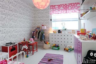 北欧风格公寓90平米儿童房卧室背景墙海外家居