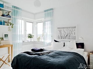 北欧风格二居室小清新白色经济型卧室卧室背景墙床海外家居