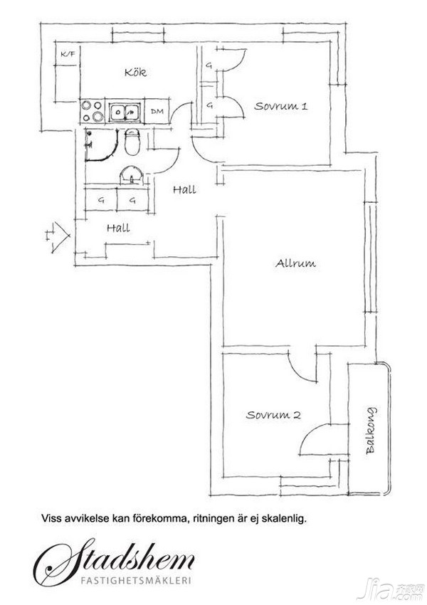 二居室装修,经济型装修,北欧风格,海外家居,户型图