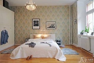 北欧风格一居室小清新经济型客厅卧室背景墙床海外家居