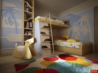 混搭风格公寓富裕型110平米儿童房卧室背景墙儿童床海外家居