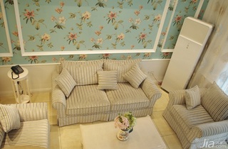 地中海风格复式浪漫蓝色富裕型130平米客厅沙发背景墙沙发婚房设计图纸