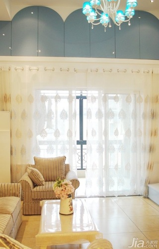 地中海风格复式富裕型130平米客厅窗帘婚房家居图片