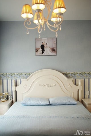 地中海风格复式蓝色富裕型130平米卧室卧室背景墙婚房设计图纸
