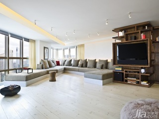 混搭风格公寓富裕型130平米客厅电视背景墙沙发海外家居