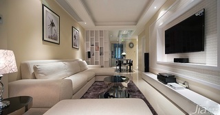 简约风格二居室大气米色15-20万90平米客厅沙发背景墙婚房平面图