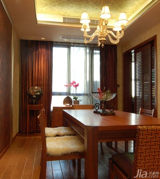 东南亚风格别墅富裕型餐厅吊顶餐桌图片