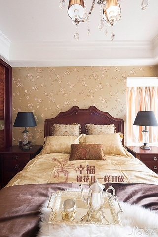 新古典风格公寓富裕型130平米卧室卧室背景墙床效果图
