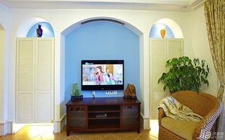 混搭风格公寓富裕型130平米电视背景墙电视柜效果图