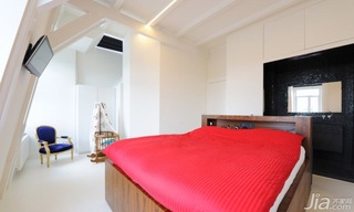 简约风格别墅红色富裕型卧室床图片