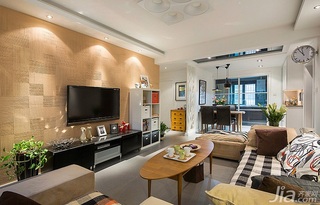 宜家风格二居室富裕型70平米客厅电视背景墙电视柜效果图