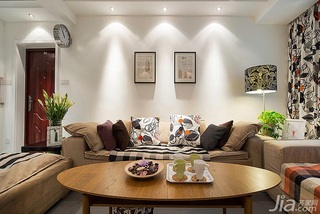 宜家风格二居室舒适米色富裕型70平米客厅沙发背景墙沙发图片