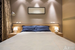宜家风格二居室原木色富裕型70平米卧室卧室背景墙床效果图