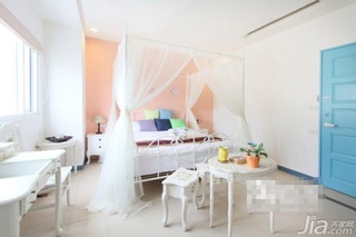 混搭风格公寓白色经济型50平米卧室吊顶床效果图