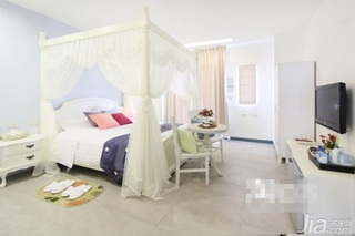 混搭风格公寓白色经济型50平米卧室床图片