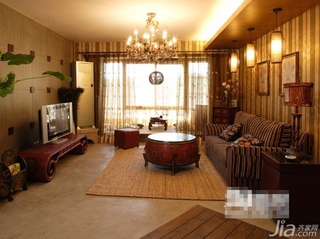 东南亚风格公寓富裕型120平米客厅吊顶沙发图片
