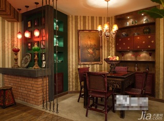 东南亚风格公寓富裕型120平米餐厅餐厅背景墙餐桌效果图