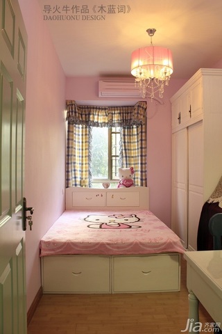 导火牛混搭风格二居室粉色富裕型100平米儿童房儿童床图片