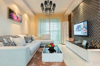 简约风格公寓富裕型80平米客厅电视背景墙沙发婚房家装图片