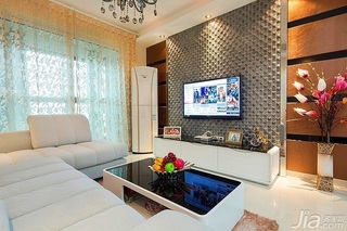 简约风格公寓富裕型80平米客厅电视背景墙茶几婚房设计图